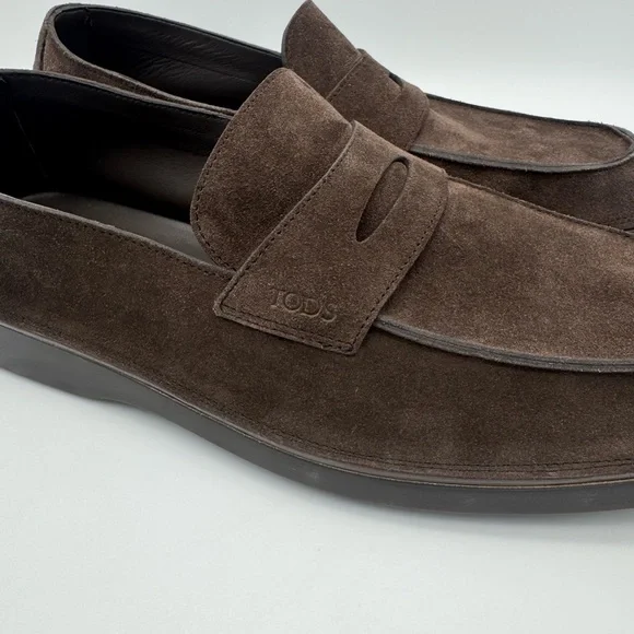 TOD’S Men’s Brown Calfskin Suede Loafers Size 11 Made in Italy $775 Retail